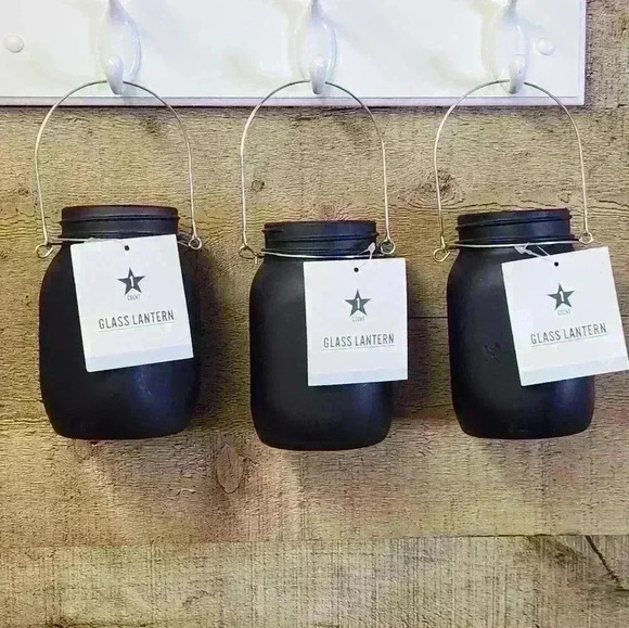 Set of 3 black hanging mason jar candle holder Halloween NWT - Picture 5 of 8